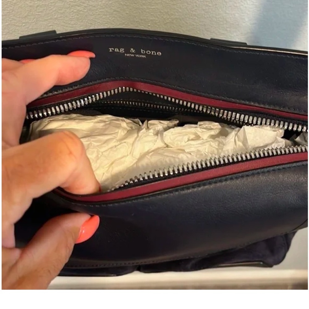 Rag & Bone Small Navy Leather Pilot Satchel, new - Picture 9 of 15